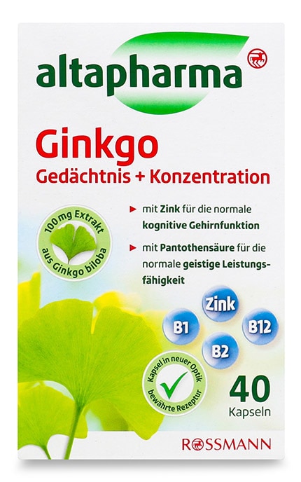 ALTAPHARMA-Добавка диетическая для улучшения памяти и концентрации внимания Altapharma Гинко Билоба и Витамины группы В 40 шт-4068134018601