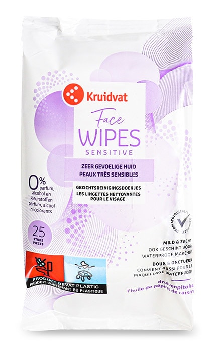 KRUIDVAT-Салфетки влажные для удаления макияжа Kruidvat Sensitive 25 шт-8719179202567