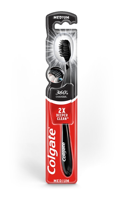 COLGATE-Зубная щетка Colgate 360º Древесный уголь многофункциональная средней жесткости 1 шт-8718951033856