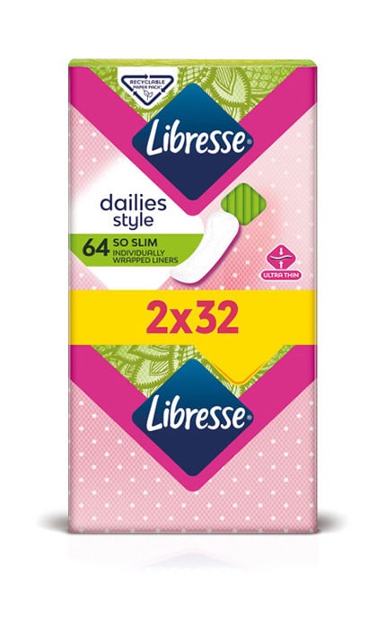 LIBRESSE-Прокладки женские ежедневные Libresse DailyFresh Normal ультраоттенки 64 шт-7322540575477