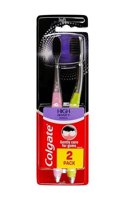 COLGATE-Зубная щетка Colgate High Density черный уголь 1+1, средней жесткости-8718951369153
