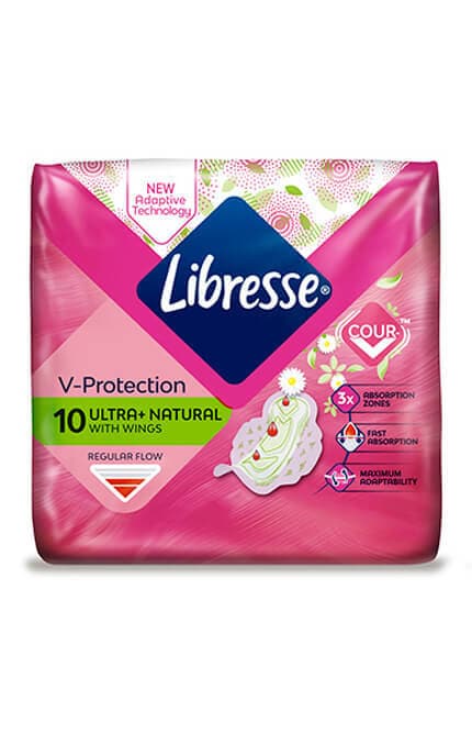LIBRESSE-Прокладки женские гигиенические Libresse Ultra and Natural 10 шт-7322540344059