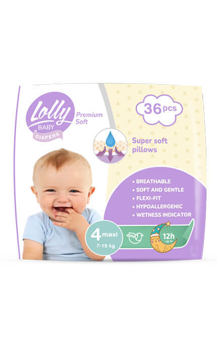 Подгузки детские Premium Soft Lolly размер 4 7-18 кг 36 шт