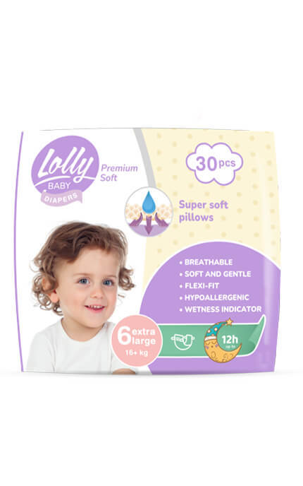Подгузки детские Premium Soft Lolly размер 6 16+ кг 30 шт