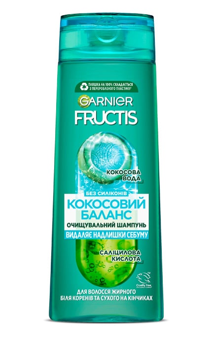 Шампунь для волос Garnier Fructis Баланс Увлажнение для волос жирных у корней и сухих на кончиках 400 мл