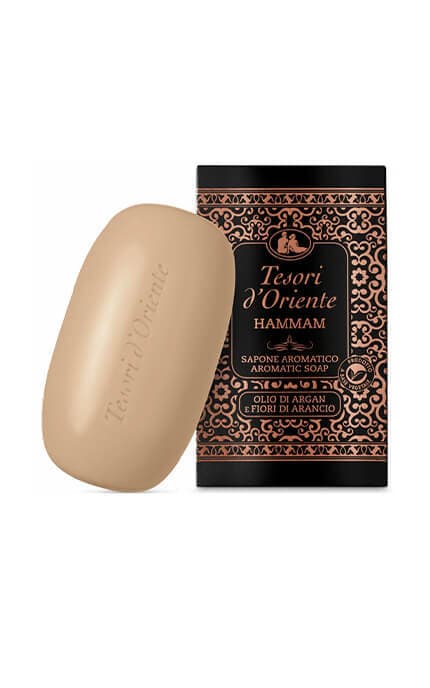 TESORI D'ORIENTE-Тверде крем-мило парфумоване Tesori d'Oriente Hammam Олія аргани та Апельсиновий цвіт 125 г-8008970055183