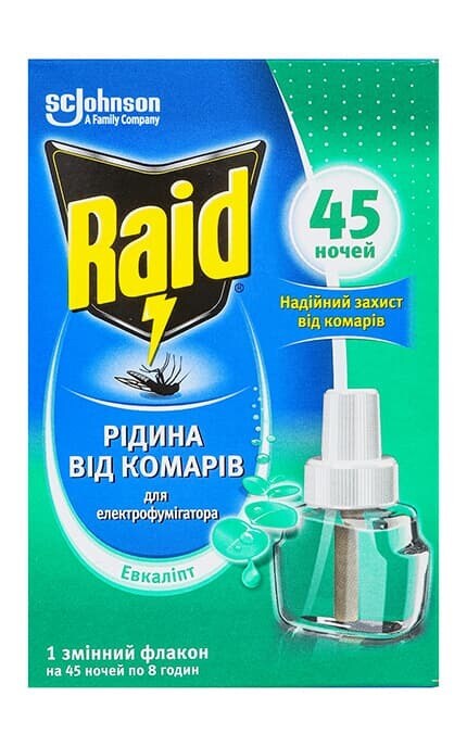 RAID-Жидкость от комаров Raid 45 ночей Эвкалипт 1 шт-5000204329100