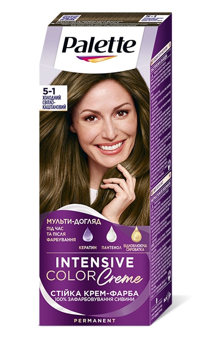 PALETTE-Стойкая крем-краска для волос Palette Интенсивный цвет 5-1 Холодный светло-каштановый 1 шт-9000101704174