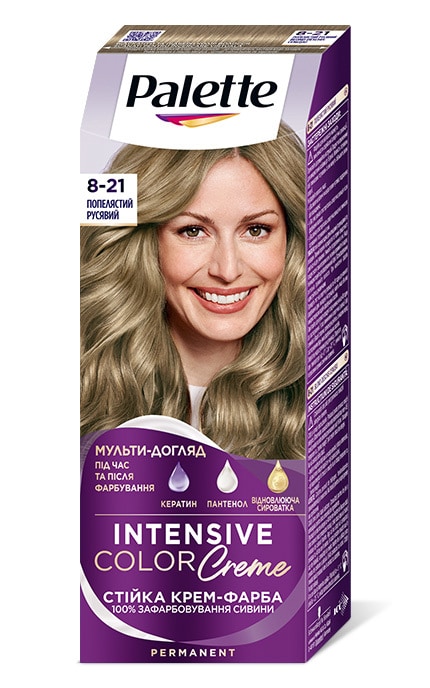 Стойкая крем-краска для волос Palette Интенсивный цвет 8-21 Пепельный русый 1 шт