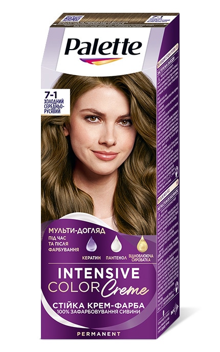 PALETTE-Крем-фарба для волосся стійка Palette відтінок 7-1 Холодний середньо-русявий 1 шт-4605966014731