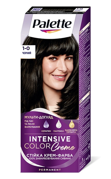 PALETTE-Крем-краска для волос стойкая Palette оттенок 1-0 Черный 1 шт-8593841004570