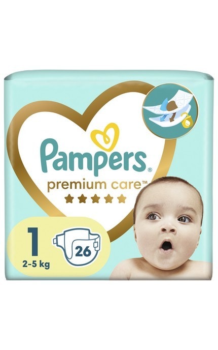 Подгузники детские Pampers Premium Care размер 1 2-5 кг 26 шт