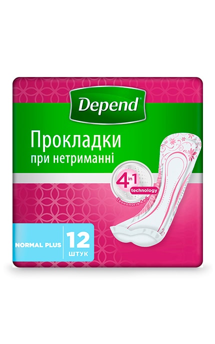Прокладки при недержании Depend Normal надежная защита и контроль 12 шт