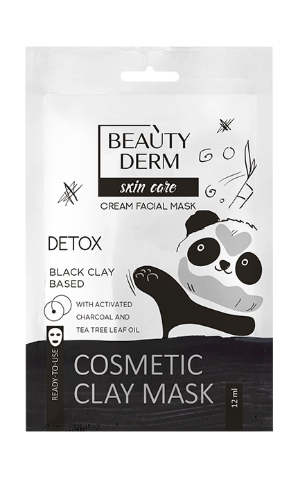 BEAUTYDERM-Косметична маска для обличчя антивугрова Beautyderm на основі чорної глини 12 мл-4820185222549