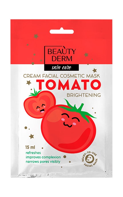 BEAUTYDERM-Косметична маска для обличчя Beautyderm Томат відбілювання 15 мл-4820185221092