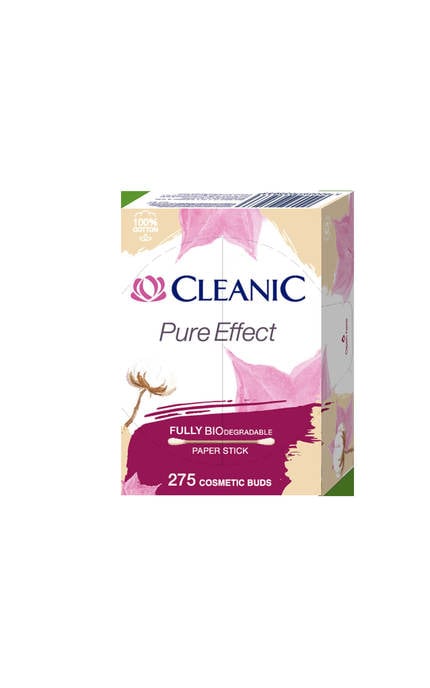 CLEANIC-Ватнi палички Cleanic Pure Effect  BIOdegradable, 275 шт -5900095036012