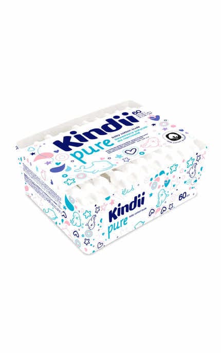 KINDII-Ватные палочки для детей Kindii Pure, 60шт -5900095002789
