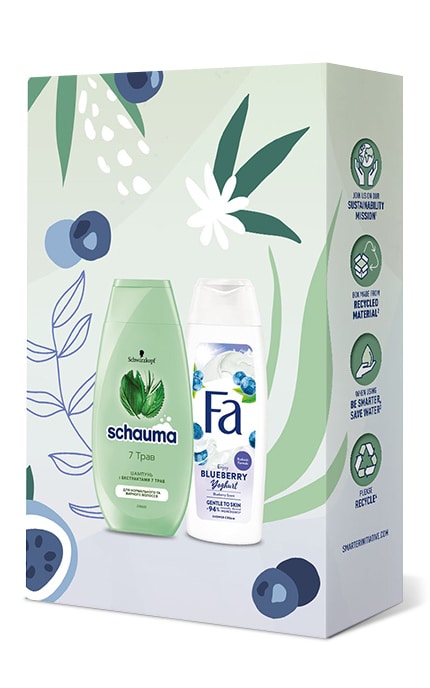 FA-Набір подарунковий Herbal&Blueberry Шампунь для волосся Schauma 250 мл + Крем-гель для душу Fa 250 мл 1 шт-9000101731262