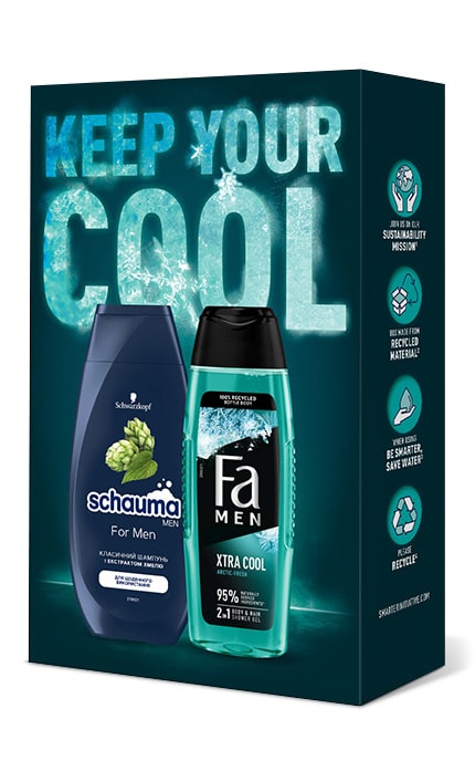 FA-Набір подарунковий Keep your cool Гель для душу Fa Men 250 мл + Шампунь для волосся Schauma 250 мл 1 шт-9000101730494