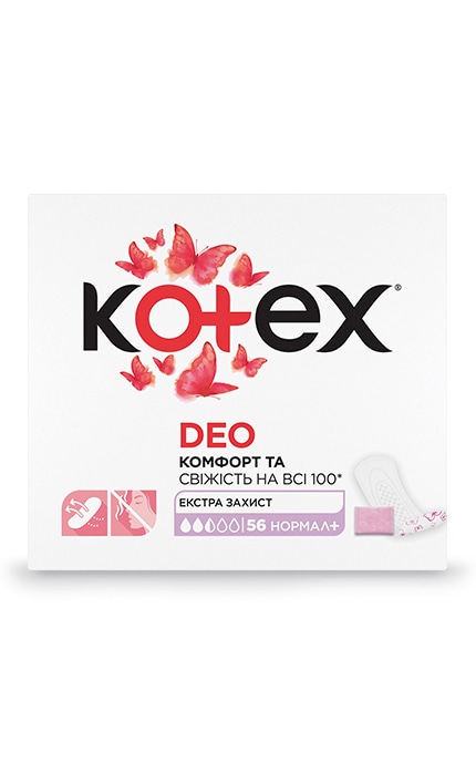 Прокладки женские гигиенические ежедневные Kotex Normal Plus Deo 56 шт