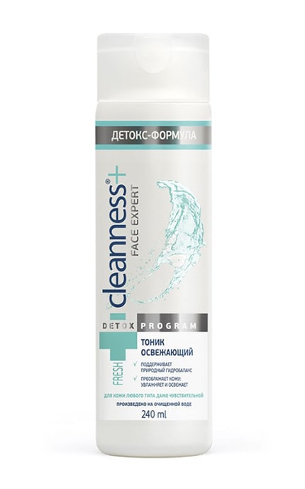 CLEANNESS-Тонік для обличчя Cleanness+ освіжаючий, 240 мл-4820023208995
