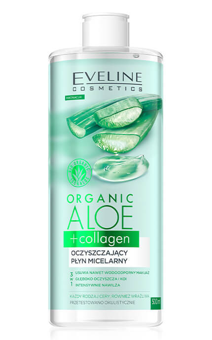 EVELINE-Мицеллярная вода Eveline Organic Aloe and Collagen 500 мл-5903416007524