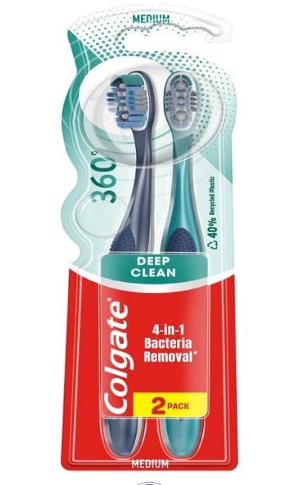 COLGATE-Зубная щётка Colgate 360 Суперчистота для всей ротовой полости средней жесткости, 2 шт-8718951561441
