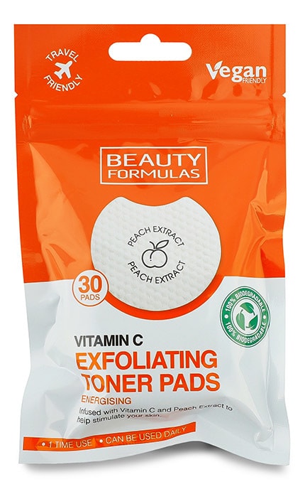 BEAUTY FORMULAS-Пилинг-диски для лица с витамином С Beauty Formulas 30 шт-5012251013741