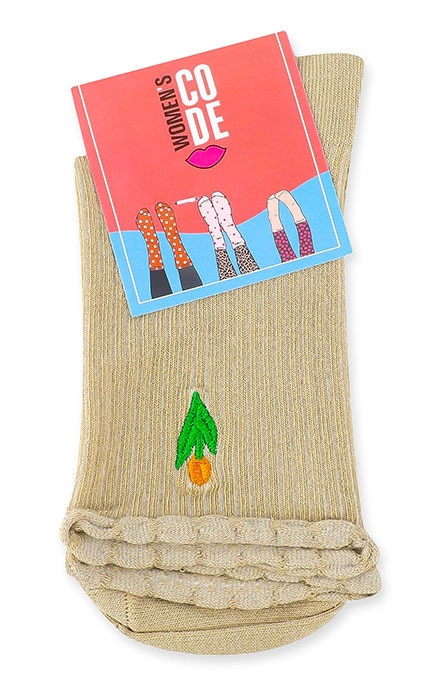 WOMEN'S CODE-Шкарпетки класичні з фігурним бортом та вишивкою Women's Code 23-25-4820203329144