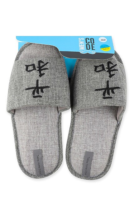 MEN'S CODE-Чоловічі капці відкриті з вишивкою рогожка Men's Code №9284 40-41 світло-сірий-4820182037528