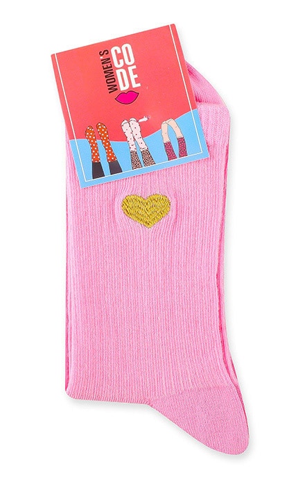 WOMEN'S CODE-Шкарпетки класичні Women's Code Імітація резинки з вишивкою №15B35/1в 23-25-4820163324234