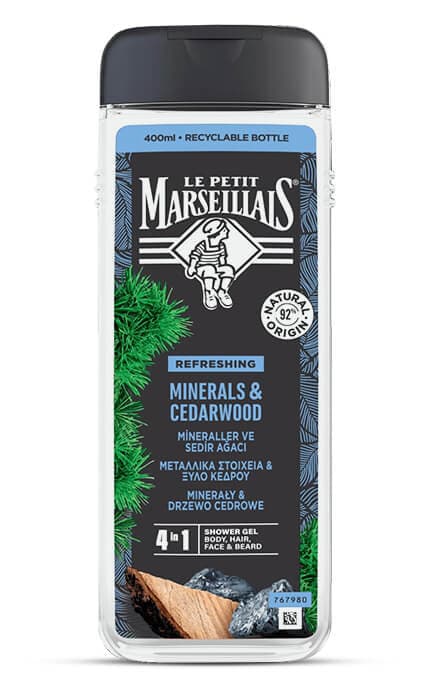 MARSEILLAIS-Гель-шампунь для мужчин Le Petit Marseillais 4в1 Кедр и Минералы 400 мл-3574661714509