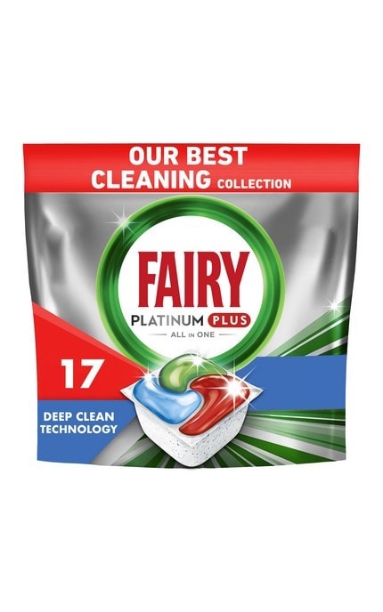 Таблетки для посудомоечных машин Fairy Platinum Plus Blue Все-в-одном, 17 шт