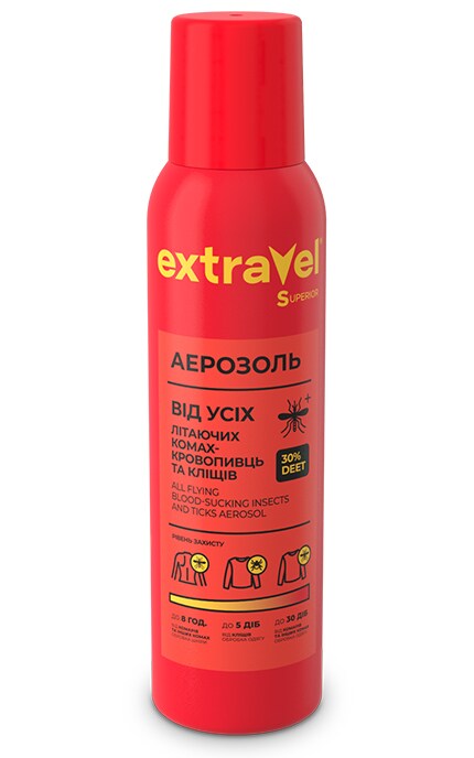 EXTRAVEL-Аерозоль-репелент від усіх літаючих кровососучих комах та кліщів Extravel Superior, 100 мл-4820184442290