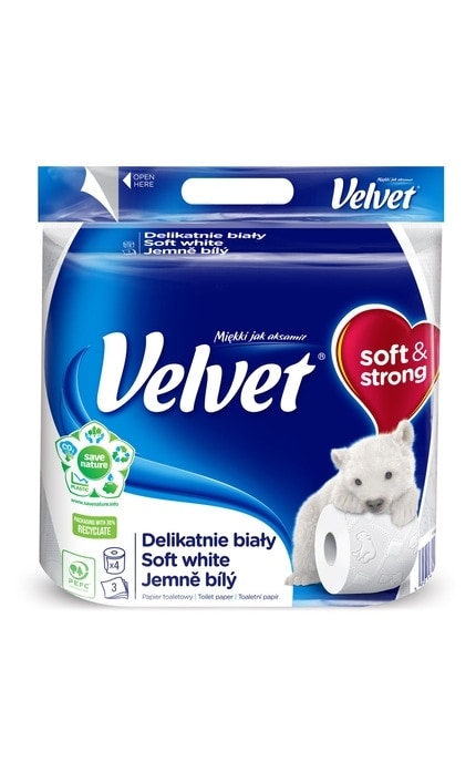Туалетная бумага трехслойная Velvet деликатная 4 шт