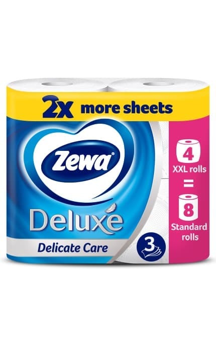 ZEWA-Туалетная бумага Zewa Deluxe двойной рулон, 3 слоя, 4 рулона-7322542165935