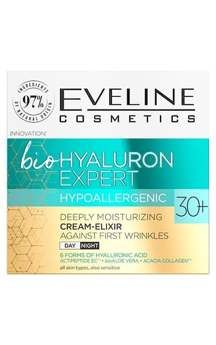 EVELINE-Ультразволожуючий денний та нічний крем-еліксир проти перших зморшок Eveline Cosmetics BioHyaluron Expert 30+ 50 мл-5903416007135