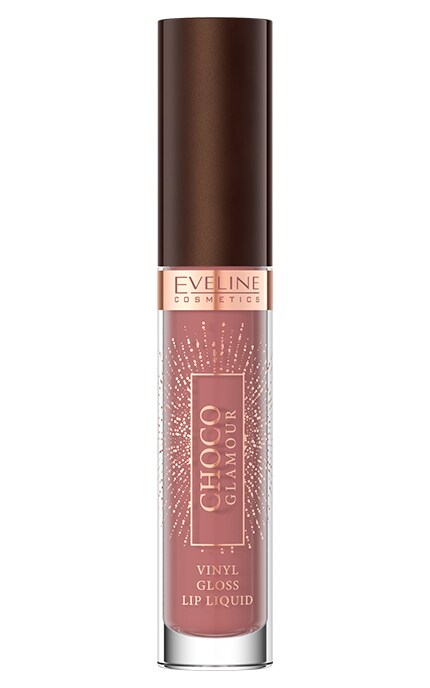 EVELINE-Жидкая виниловая помада для губ Choco Glamour 03 Toffee Coffee 4.5 мл-5903416058908