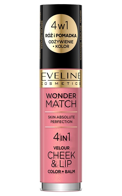 EVELINE-Жидкая помада-румяна Wonder Match 4в1 Velour Cheek&Lip NR03 4,5 мл-5903416048602