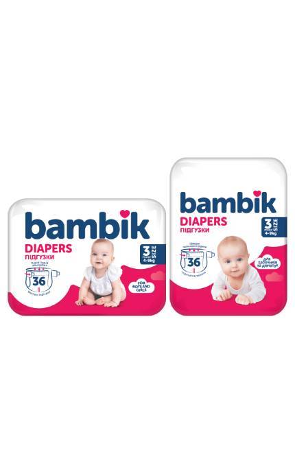 Подгузники детские Bambik одноразовые Medium размер 3 MIDI (4-9 кг)