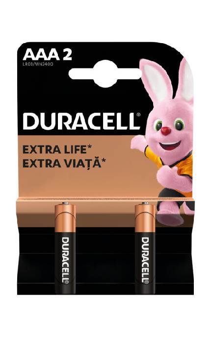 DURACELL-Батарейки Duracell Basic AAA LR03 Alkaline 2 шт-5000394077133