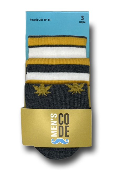 MEN'S CODE-Шкарпетки чоловічі занижені Men`s Code набір 3 пари розмір 25 -4820163324548