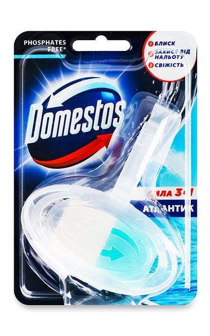 DOMESTOS-Блок для унитаза гигиенический Domestos Сила 3в1 Атлантик 35 г-8720182778710