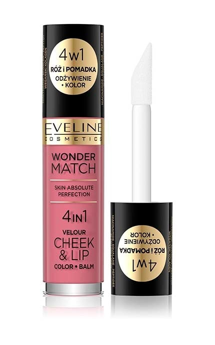 EVELINE-Жидкая помада-румяна 4 в 1 Eveline Wonder Match Velour 4 In 1 Cheek&lip №04 4.5 мл-5903416061885
