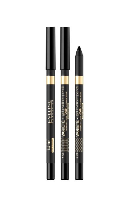 EVELINE-Водостойкий гелевый карандаш для глаз Eveline Variete Gel Eyeliner Pencil Waterproof 01 Black-5903416037873