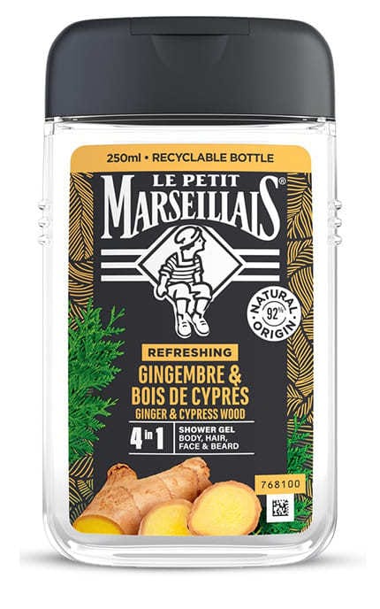 MARSEILLAIS-Гель-шампунь для мужчин Le Petit Marseillais 4 в 1 Имбирь и Кипарис 250 мл-3574661714523