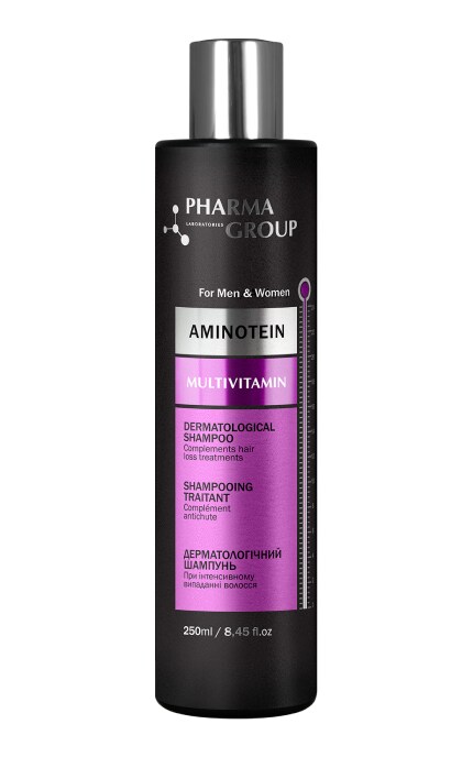 PHARMA GROUP-Шампунь Pharma Group Aminotein + Multivitamin Anti-Hair Loss Complement Shampoo при интенсивном выпадении волос 250 мл-4820226651864