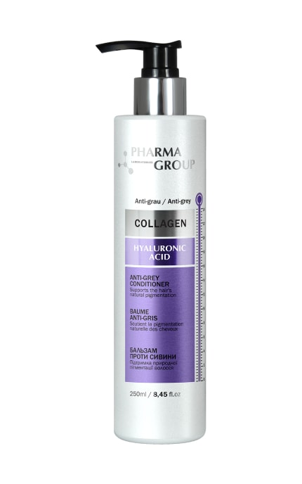 PHARMA GROUP-Бальзам Pharma Group Collagen & Hyaluronic Acid Anti-Grey Conditioner против седины 250 мл-4820226651710
