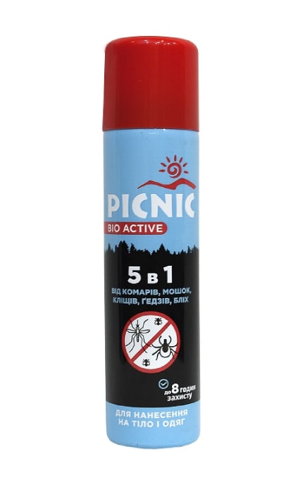 PICNIC-Аерозоль від комарів, кліщів, сліпнів Picnic Bio Active 125 мл-4820185021739