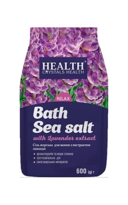 CRYSTALS HEALTH-Сіль морська натуральна Crystals Health з екстрактом Лаванди 600 г -4820106490439